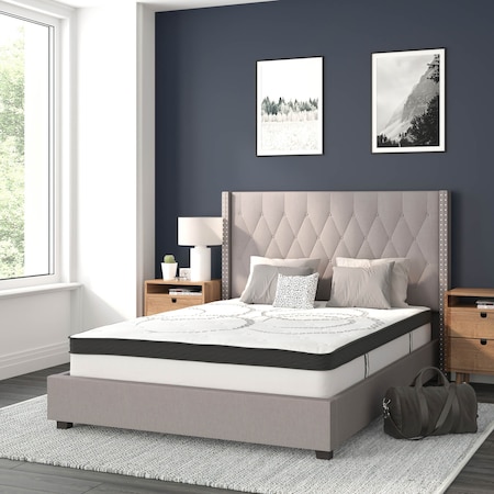 Flash Furniture Full Size Lt Gray Fabric Platform Bed & Mattress HG-BM10-42-GG